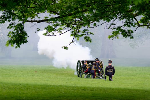 London, UK. May 8th, 2013. The King's Troop in Green Park are ready to fire gun salutes for the State Opening of Parliament.