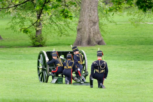 London, UK. May 8th, 2013. The King's Troop in Green Park are ready to fire gun salutes for the State Opening of Parliament.