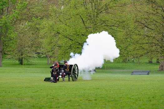 London, UK. May 8th, 2013. The King's Troop in Green Park are ready to fire gun salutes for the State Opening of Parliament.