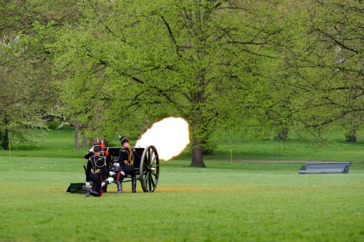 London, UK. May 8th, 2013. The King's Troop in Green Park are ready to fire gun salutes for the State Opening of Parliament.