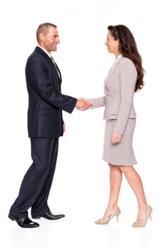 Studio shot of two businessmen against a white background