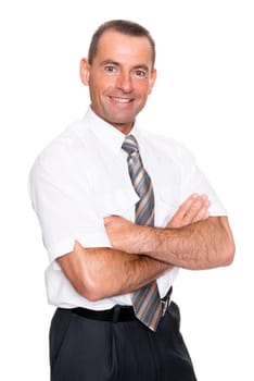 Successful businessman with a white background