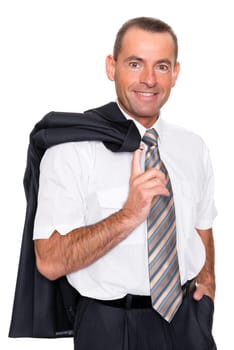 Successful businessman with a white background