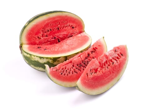 Sliced watermelon isolated on white background.