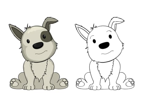 Cartoon puppy drawing on white background