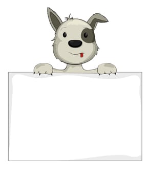 Illustration of a dog holding banner