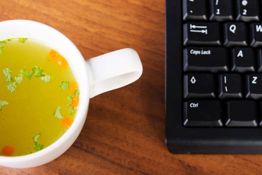 hot soup cup at work.