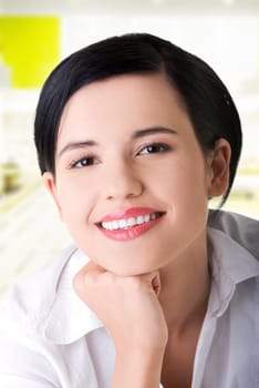 portrait of young businesswoman or student in elegant clothes