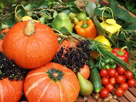 Table with fruit and vegetables