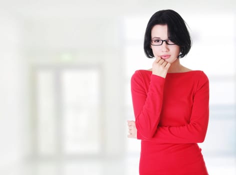 thoughtful young woman with a problem