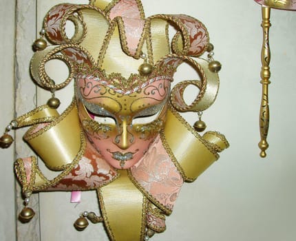 Shop with Carnival masks in Venice at night