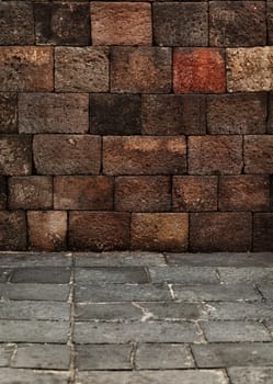 The wall and the floor of the large stone blocks. Medieval architecture