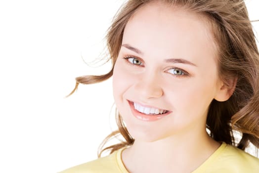 Teen girl portrait,  isoalated on white background
