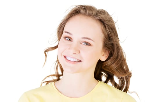Teen girl portrait,  isoalated on white background