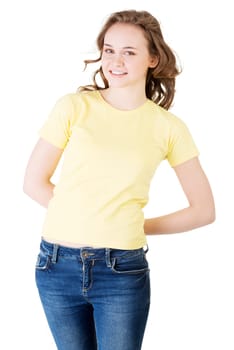 Teen girl portrait,  isoalated on white background
