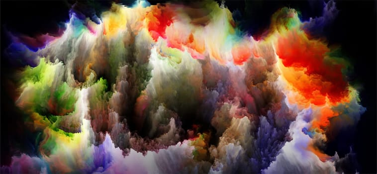 Fractal Garden series. Interplay of colorful fractal patterns and rich textures on the subject of creativity,  imagination and art