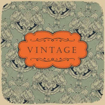 Floral ornamented retro card with space for text.