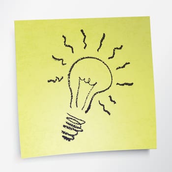 Idea symbol on sticky yellow paper. Vector illustration