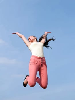 Woman makes leap of joy