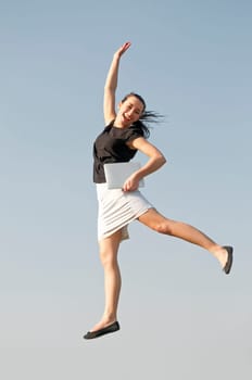 Leap of joy with tablet pc