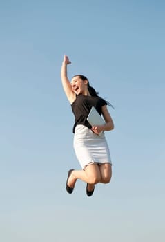 Leap of joy with tablet pc