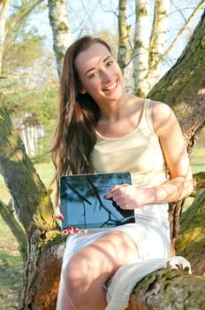 Woman with tablet pc