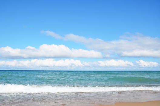 Lake Michigan shoreline at Pt. Betsie lighthouse