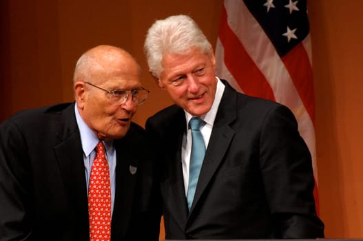 ANN ARBOR, MI - OCTOBER 24: Former President Bill Clinton poses with Congressman John Dingell of Michigan after speaking at a "bring out the vote"" rally in Ann Arbor, MI October 24, 2010."