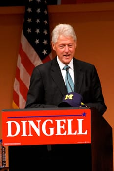 ANN ARBOR, MI - OCTOBER 24: Former President Bill Clinton speaks in support of Congressman John Dingell of Michigan at a "bring out the vote"" rally in Ann Arbor, MI October 24, 2010"