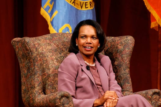 ANN ARBOR, MI - MARCH 30: Former Secretary of State Condoleezza Rice speaks at the University of Michigan as the Goff Smith lecturer March 30, 2011 in Ann Arbor, MI.