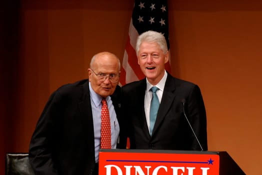 ANN ARBOR, MI - OCTOBER 24: Former President Bill Clinton and Congressman John Dingell of Michigan at a "bring out the vote"" rally in Ann Arbor, MI October 24, 2010"