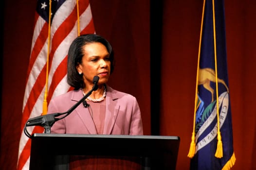 ANN ARBOR, MI - MARCH 30: Former Secretary of State Condoleezza Rice speaks at the University of Michigan as the Goff Smith lecturer March 30, 2011 in Ann Arbor, MI.