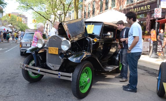 ANN ARBOR, MI - JULY 13: 1930 Ford Model A Victoria at the Rolling Sculpture car show July 13, 2012 in Ann Arbor, MI.