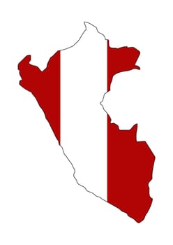 Map of Peru with red and white flag colors