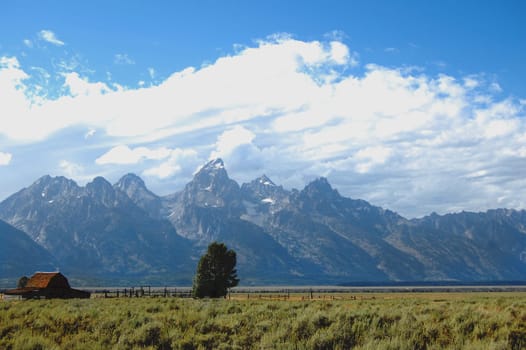 Grand Tetons Mormon Row farmhouse foreground