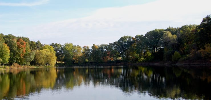 fall tree reflections on lake