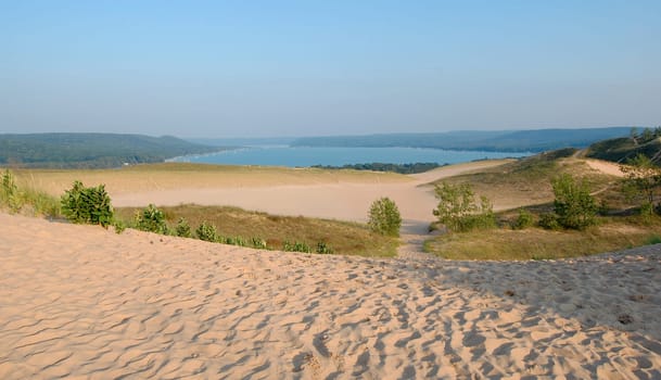 Dunes and bay - Sleeping bear dunes, Michigan