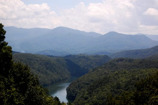 Smoky Mountains - river and valleys and clouds