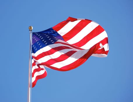 American flag flapping in the wind