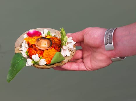 flower arangment on the ganges river