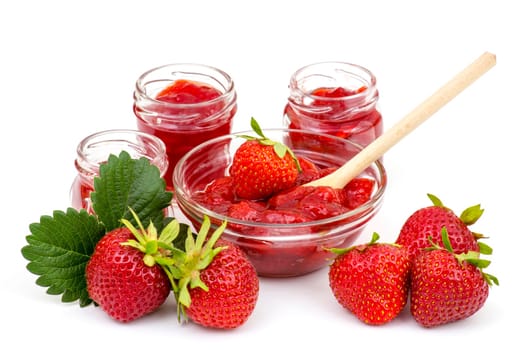 Strawberry jam with fresh strawberries