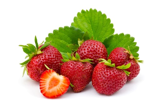 fresh strawberries on white background