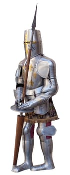 Photo of an ancient Knights armour isolated on white background