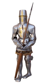 Photo of an ancient Knights armour isolated on white background