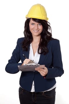Young woman with safety helmet