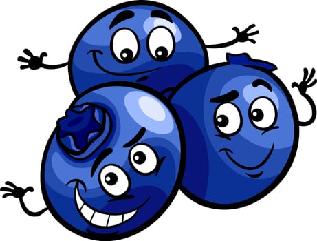 Cartoon Illustration of Funny Blueberry Berry Fruits Food Comic Character