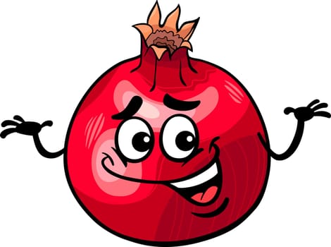 Cartoon Illustration of Funny Pomegranate Fruit Food Comic Character