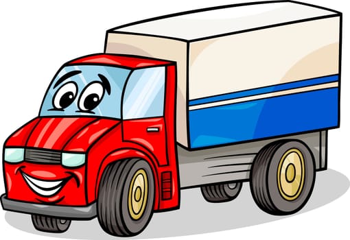 Cartoon Illustration of Funny Truck or Lorry Car Vehicle Comic Mascot Character