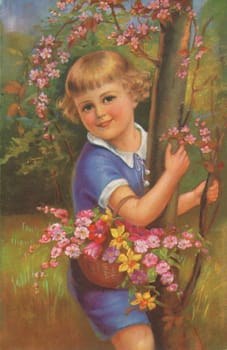 Boy with flower basket