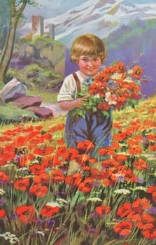 Child in a poppy field